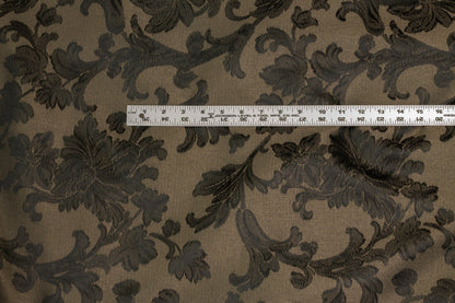 Black and Dark Taupe Floral Brocade - Prime Fabrics