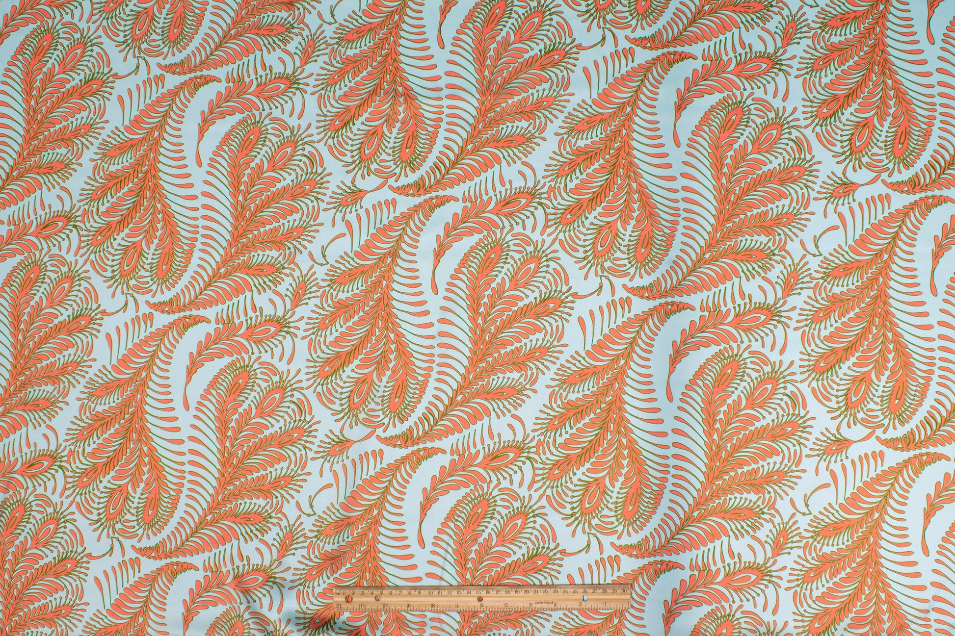 Abstract Italian Silk Charmeuse - Blue and Orange - Prime Fabrics