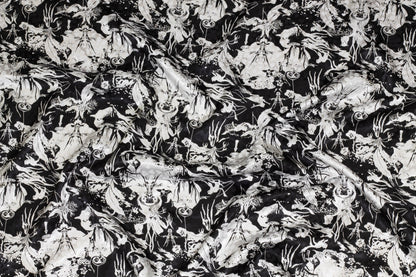 Black and White Spooky Silk Charmeuse - Prime Fabrics