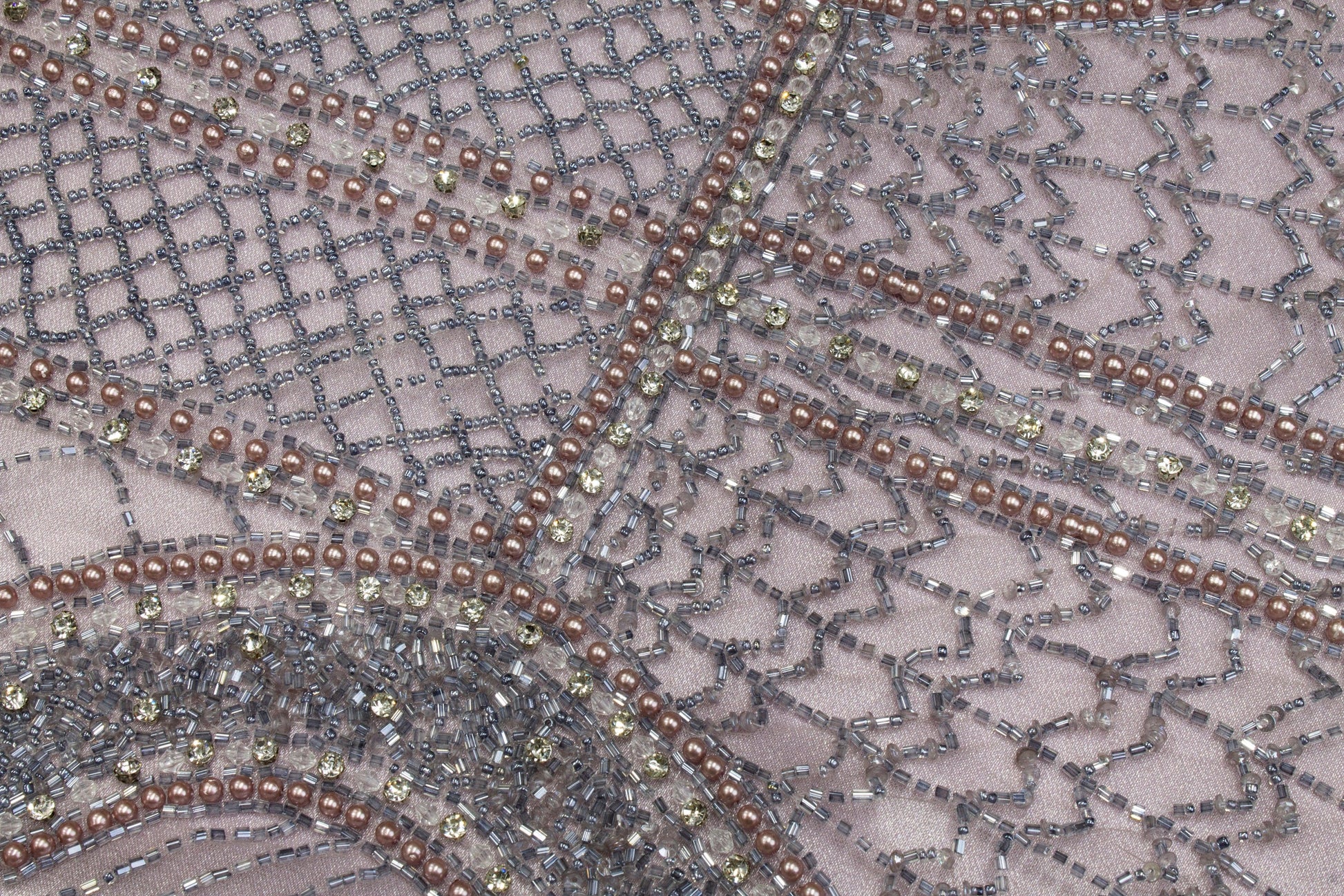 Hand Beaded Mesh - Lilac - Prime Fabrics