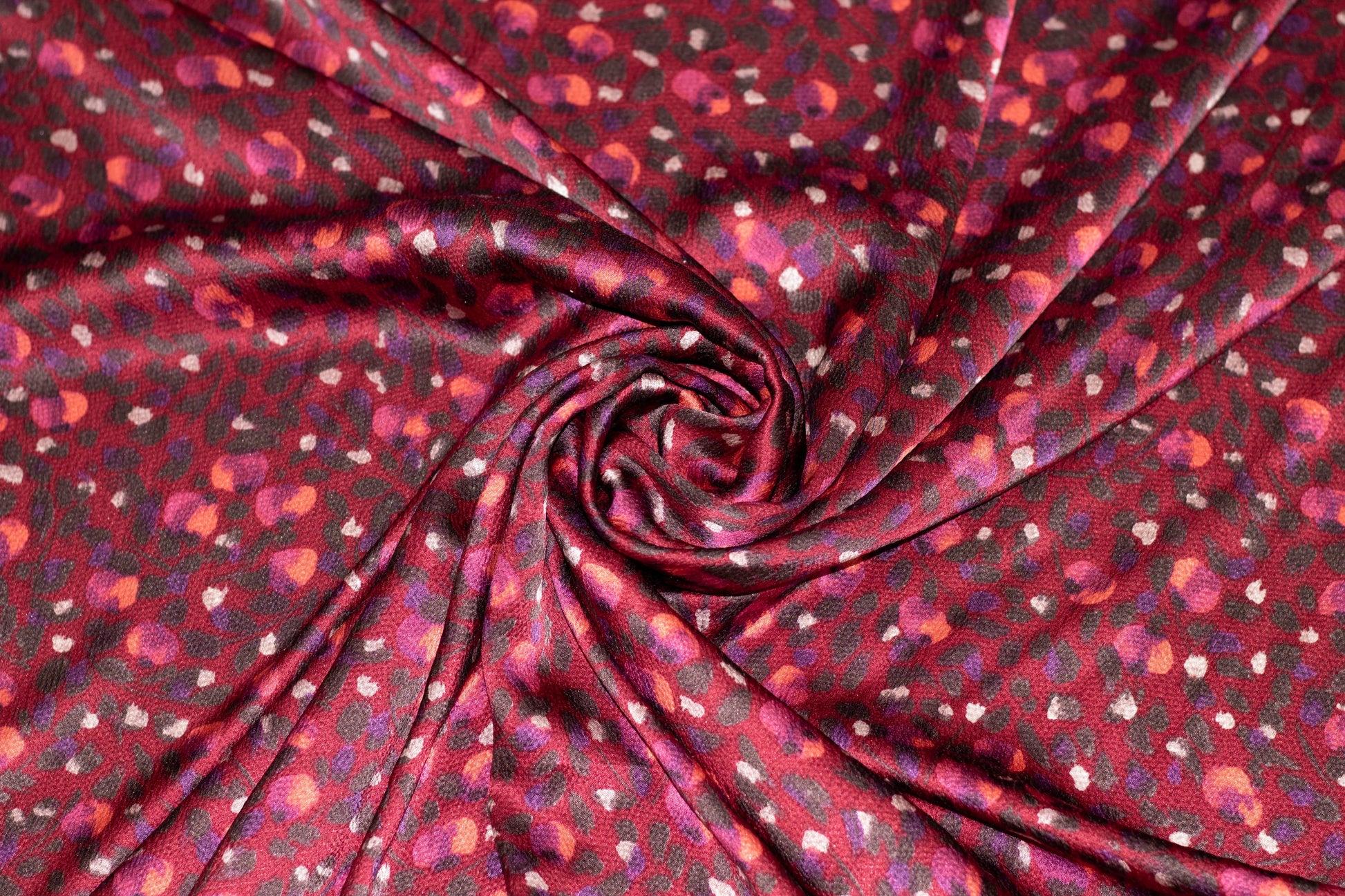 Burgundy Abstract Hammered Silk Charmeuse