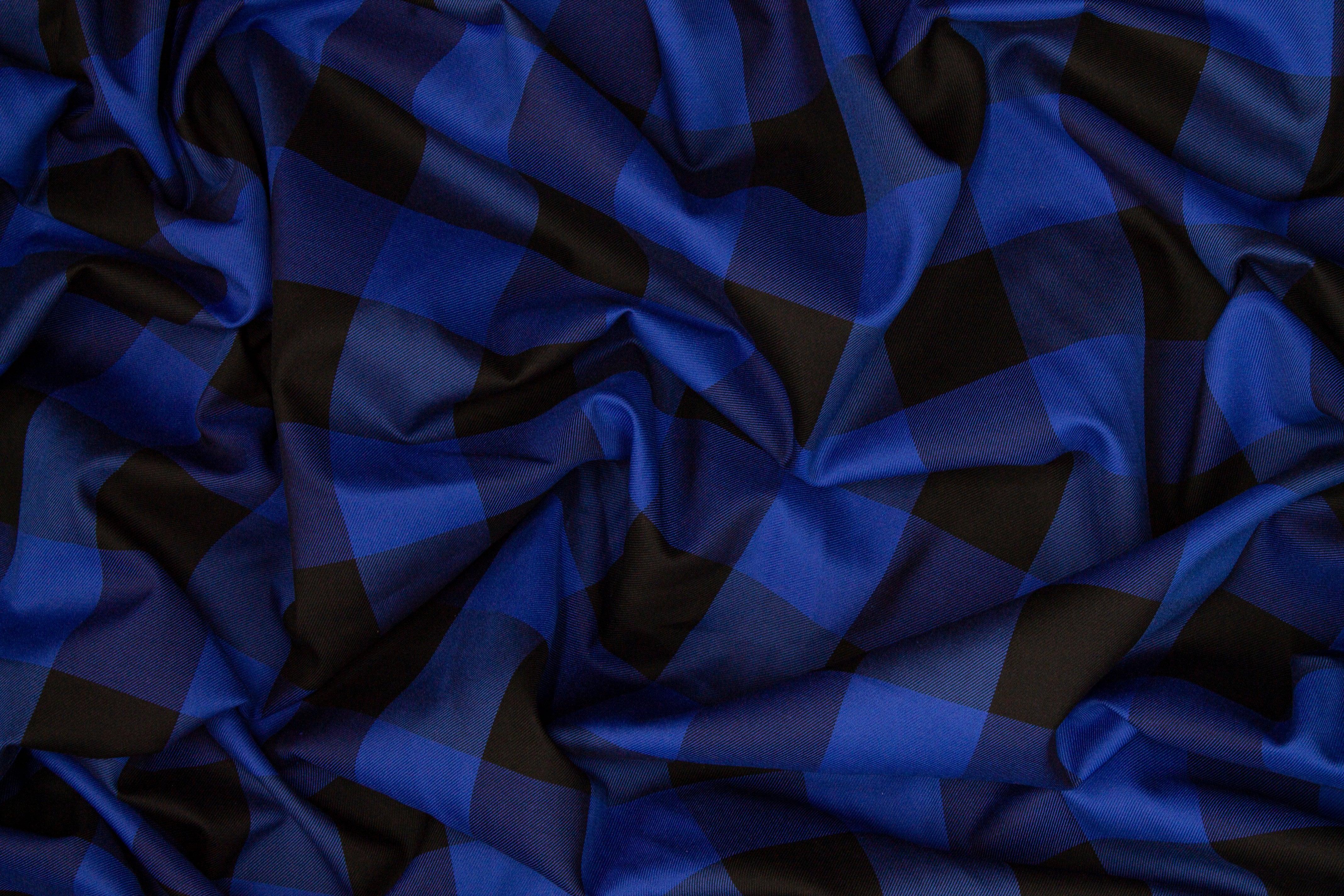 Blue Plaid Taffeta Fabric