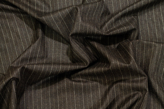 Gray Striped Italian Wool Suiting - Prime Fabrics