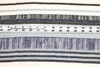 Blue and Gray Striped Linen - Prime Fabrics
