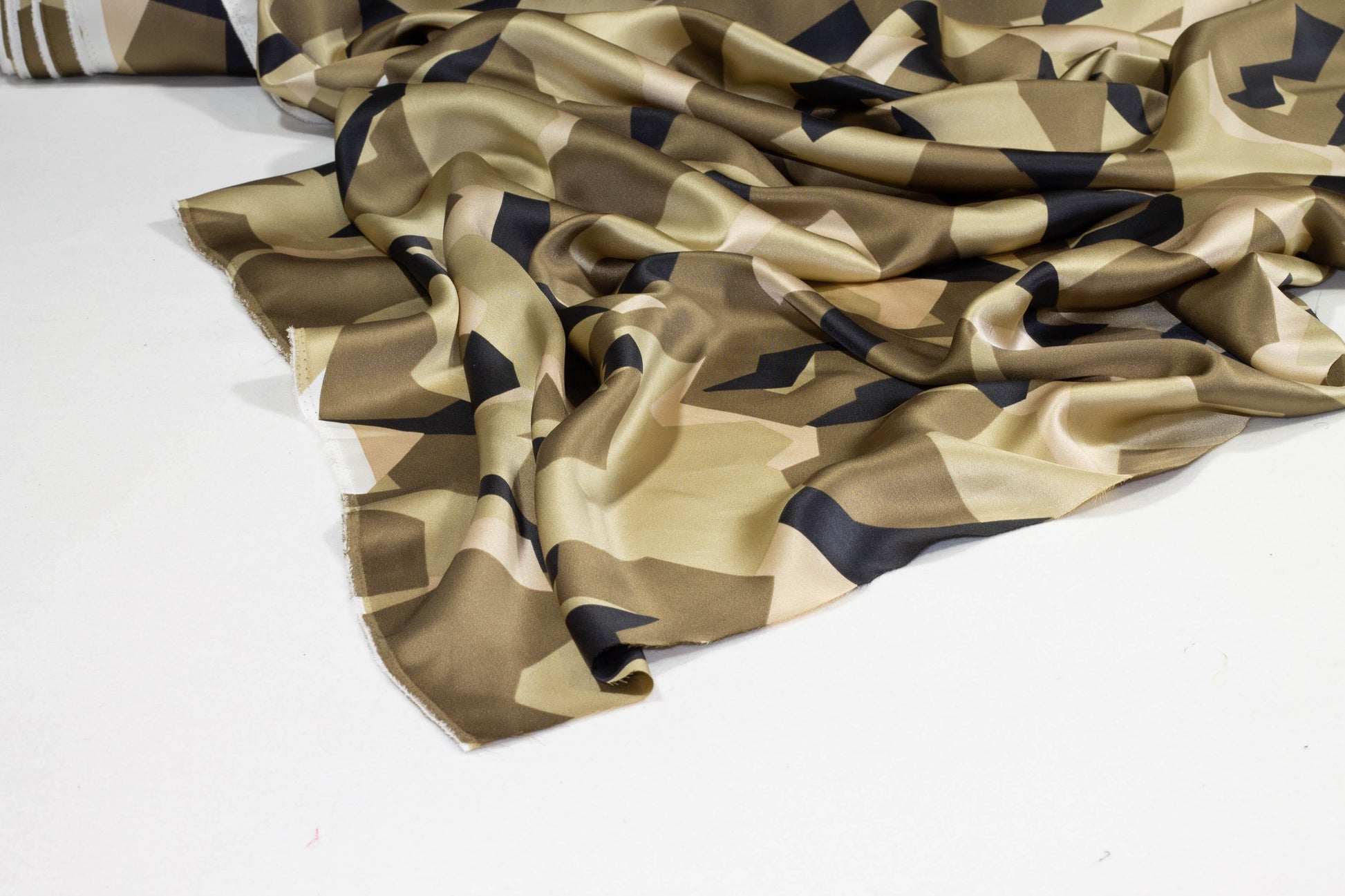 Khaki Camouflage Silk Charmeuse - Prime Fabrics