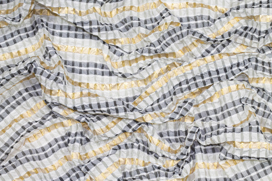 Striped Metallic Crushed Taffeta - Prime Fabrics