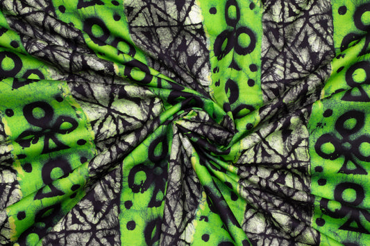 Green, Gray, and Black Abstract Stretch Cotton - Prime Fabrics