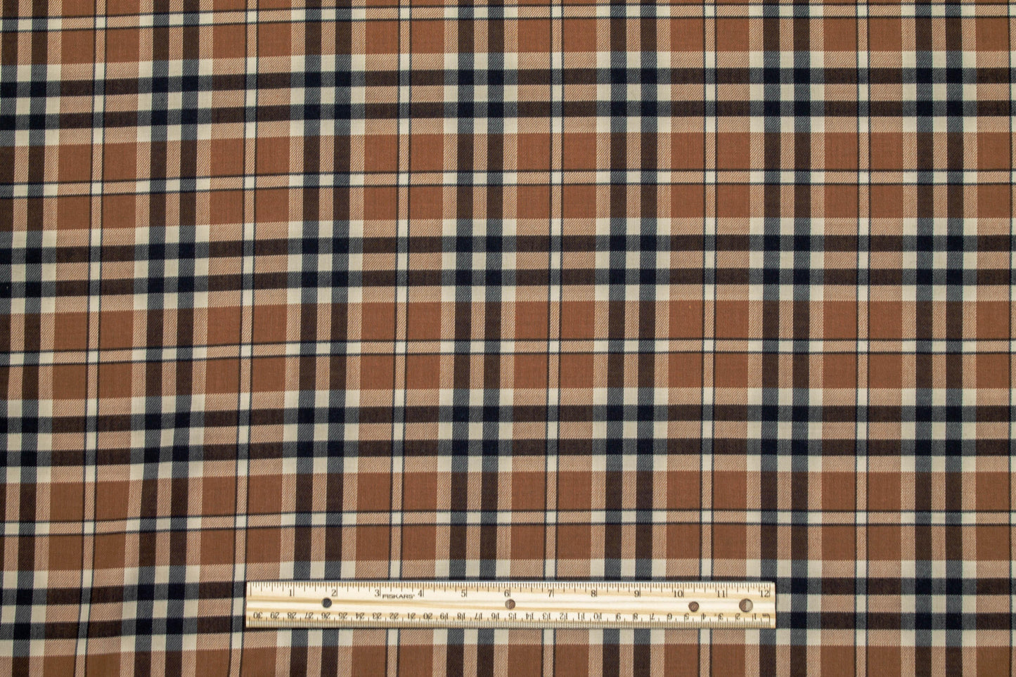 Brown Plaid Italian Wool Suiting - Prime Fabrics