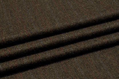 Dark Khaki Striped Italian Wool Jacketing - Prime Fabrics