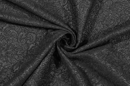 Black Metallic Floral Italian Wool Brocade - Prime Fabrics