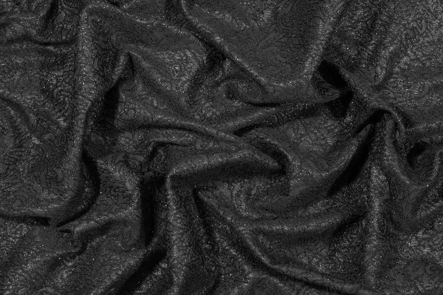 Black Metallic Floral Italian Wool Brocade - Prime Fabrics