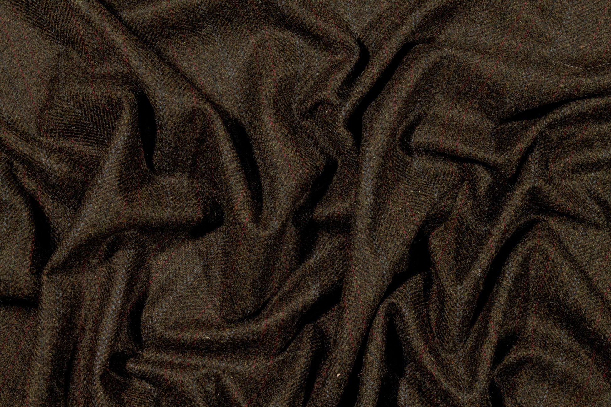 Dark Khaki Striped Italian Wool Jacketing - Prime Fabrics