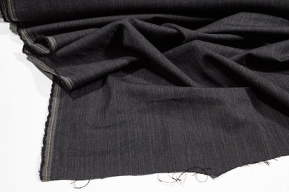 Charcoal Gray Pin Striped Wool Suiting - Prime Fabrics