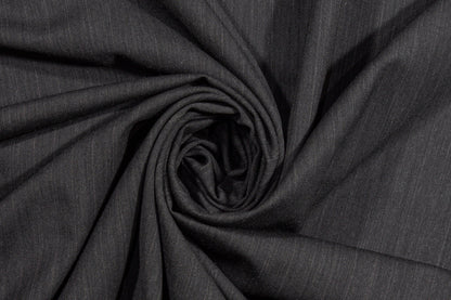 Charcoal Gray Pin Striped Wool Suiting - Prime Fabrics