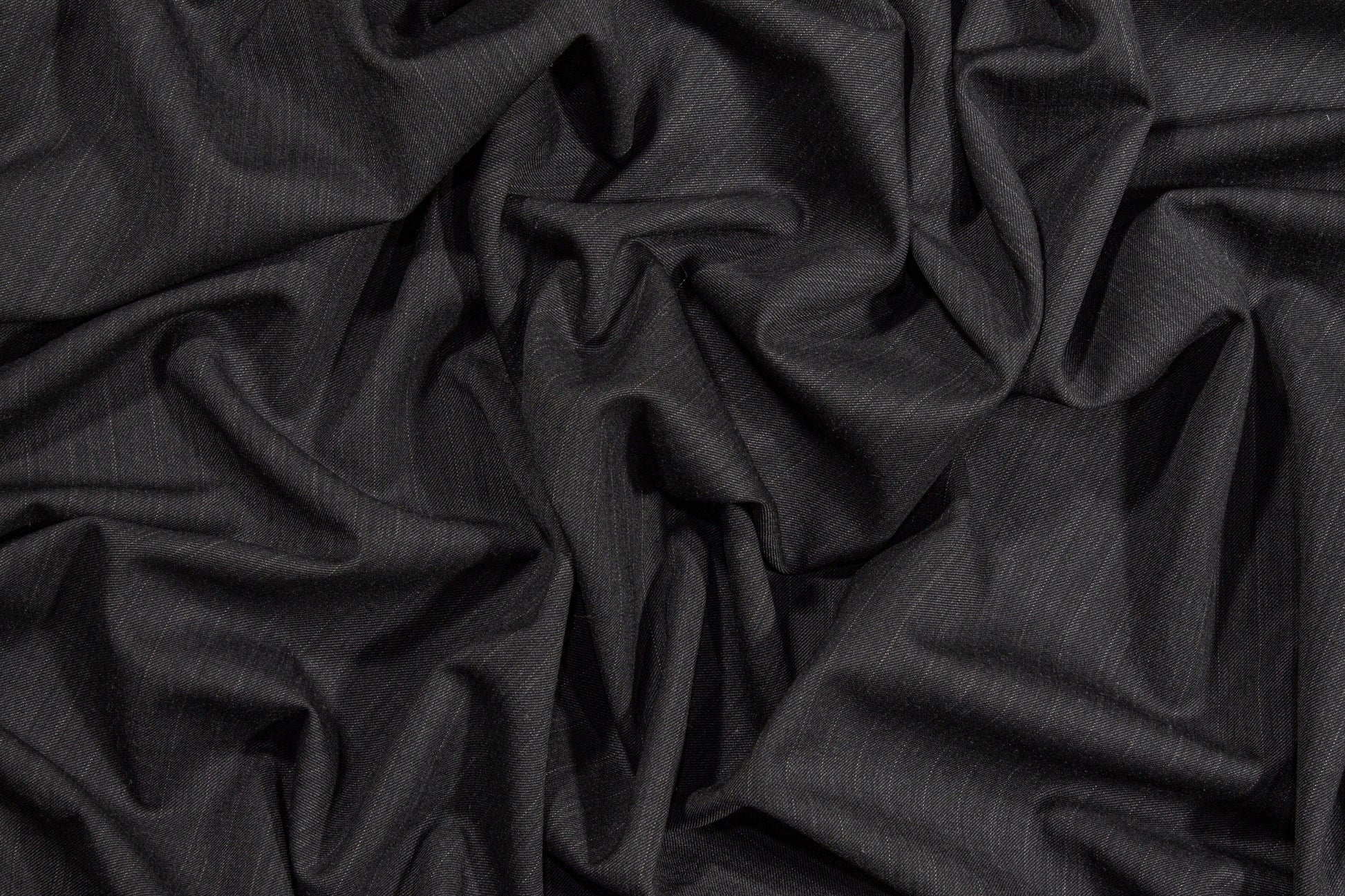 Charcoal Gray Pin Striped Wool Suiting - Prime Fabrics