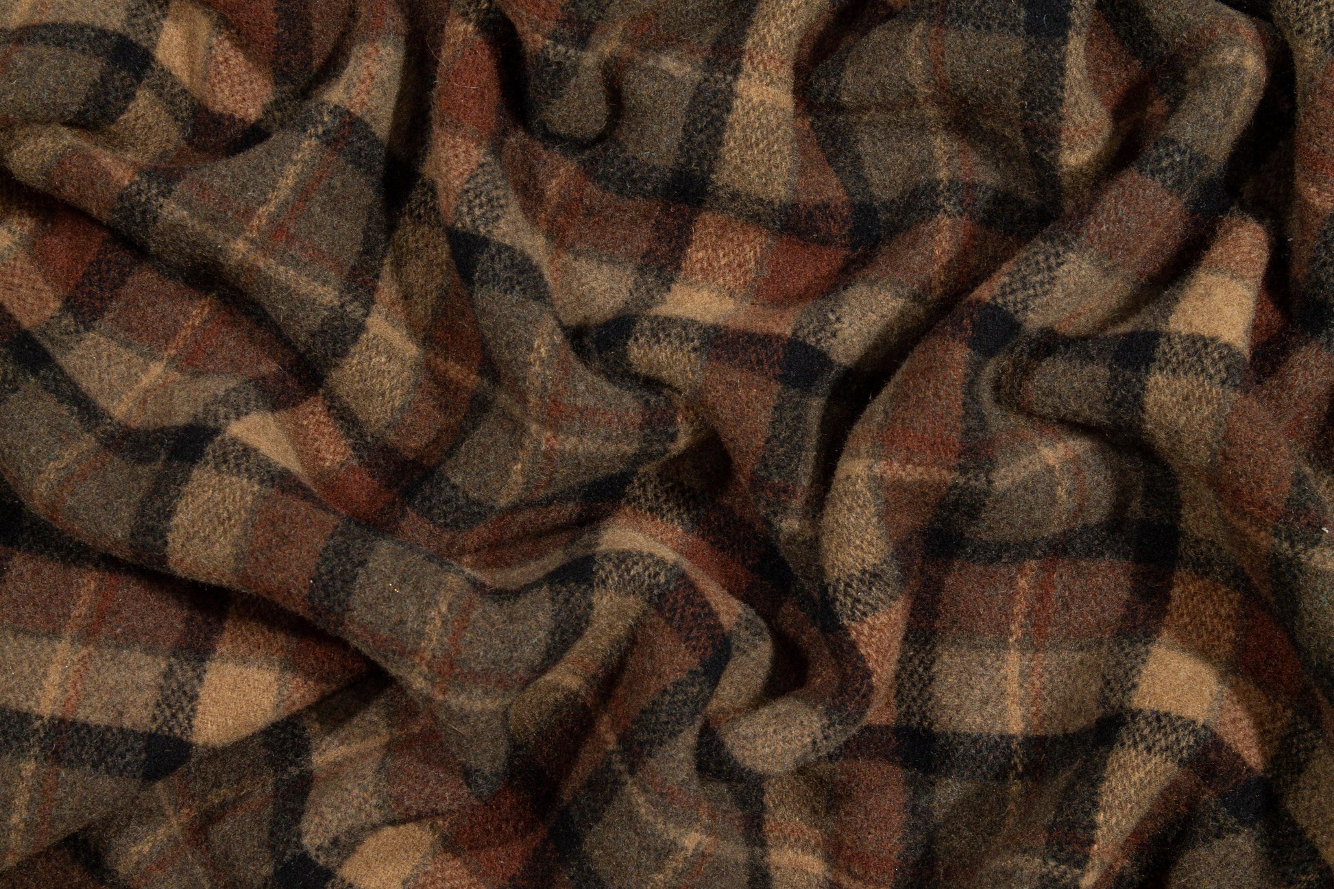 Italian Solid 2-Ply Double Sided Light Wool Flannel - Brown/Charcoal Grey