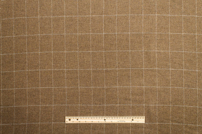 Khaki Windowpane Italian Wool Coating - Prime Fabrics