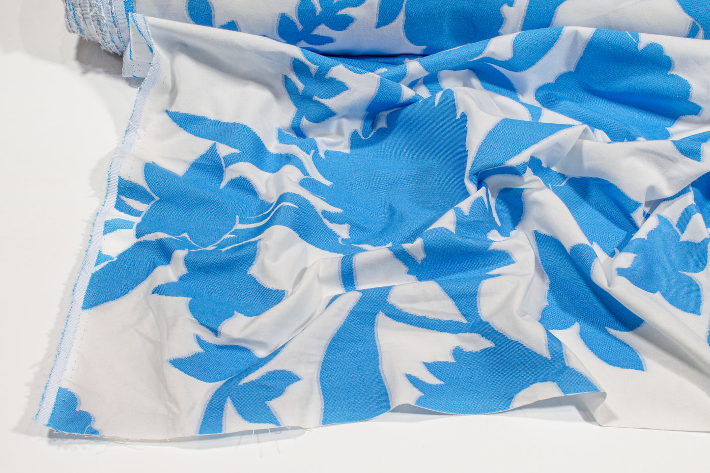 Floral Cotton Jacquard - Blue and White