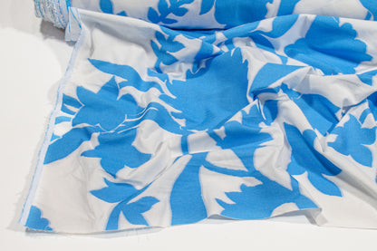 Floral Cotton Jacquard - Blue and White