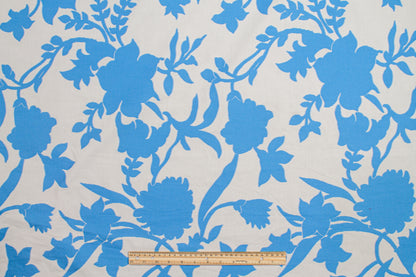 Floral Cotton Jacquard - Blue and White