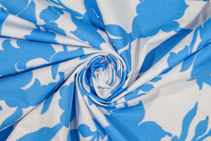 Floral Cotton Jacquard - Blue and White